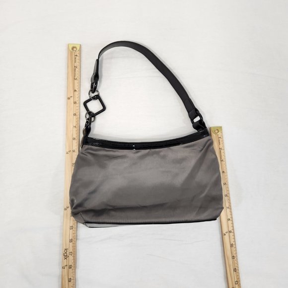 LeSportsac Gray/Black Y2K Leather Trim Shoulder Strap Charms Mini Bag LIKE NEW! - Picture 12 of 14
